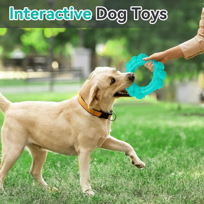 Indestructible Dog Chew Ring Toys for Aggressive Chewers, Super Chewer Dog Toys for Medium Large Dogs, Puppy Teething Rings for Relax, Interactive Dog Ring Toys, Heavy Duty Dog Teething Toys