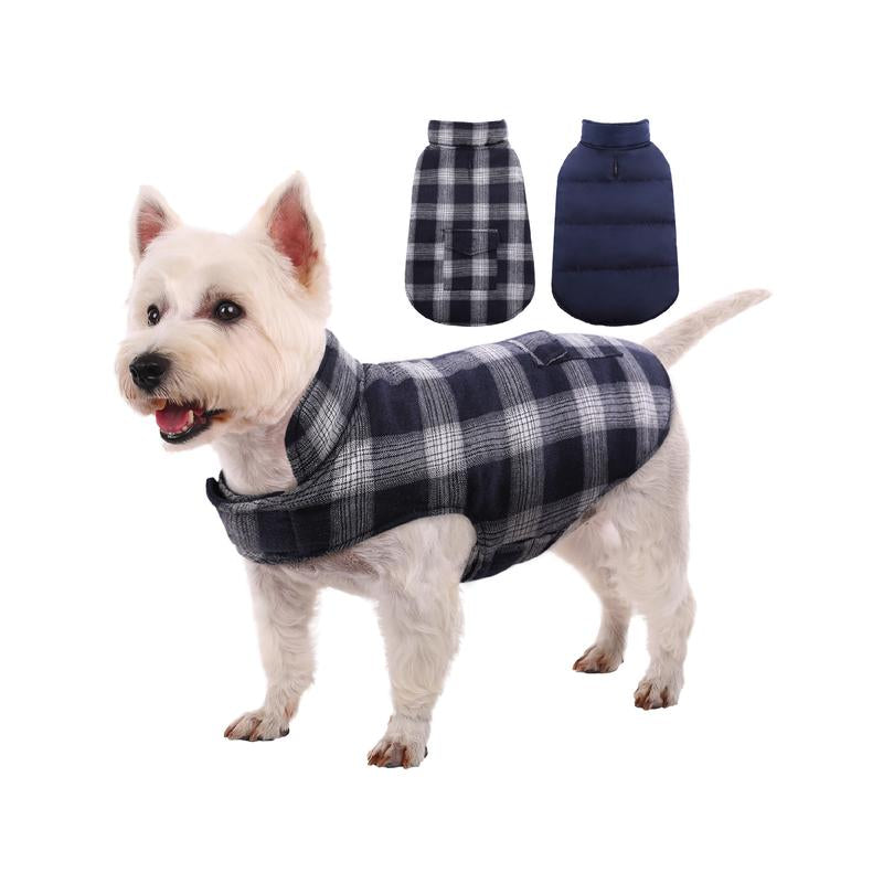 Kuoser Dog Winter Coat, Reversible Dog Jacket, Warm Dog Coat British Style Puppy Cold Weather Coat