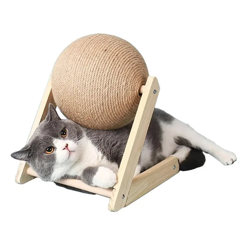 Cat Cratchers Ball Toys Sisal and Wood Stable Triangle Cats Indoor Stuff Sturdy Scratching Cool Scratch on Stand Spin