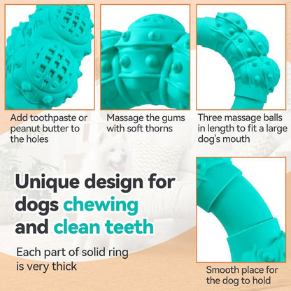 Indestructible Dog Chew Ring Toys for Aggressive Chewers, Super Chewer Dog Toys for Medium Large Dogs, Puppy Teething Rings for Relax, Interactive Dog Ring Toys, Heavy Duty Dog Teething Toys