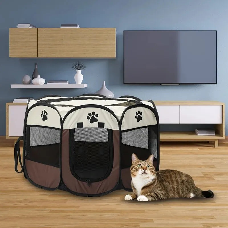 Portable Foldable Pet Tent Kennel Octagonal Fence Puppy Shelter Easy to Use Outdoor Easy Operation Large Dog Cages Cat Fences