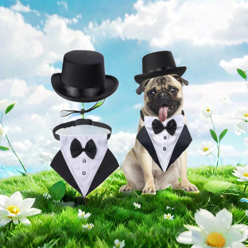 Pet Tuxedo Costume with Bow Tie & Hat – Formal Suit for Dogs & Cats – Wedding, Party & Special Occasions