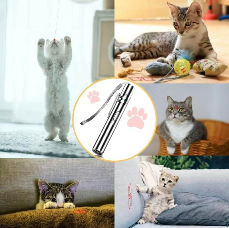 Cat Toys, Laser Pointer with 5 Adjustable Patterns, USB Recharge Laser, Long Range and 3 Modes Training Chaser Interactive Toy, Dog Laser Toy 3 Light Colors Cat Interactive Toys for Dogs, Cats, Pet Chase Toy for Fun Playing Training Exercise Indoors