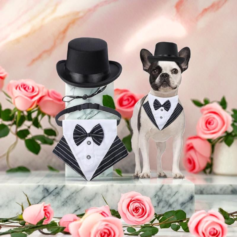 Pet Tuxedo Costume with Bow Tie & Hat – Formal Suit for Dogs & Cats – Wedding, Party & Special Occasions