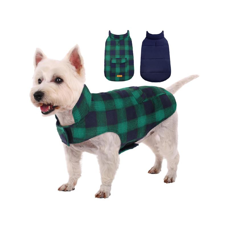 Kuoser Dog Winter Coat, Reversible Dog Jacket, Warm Dog Coat British Style Puppy Cold Weather Coat