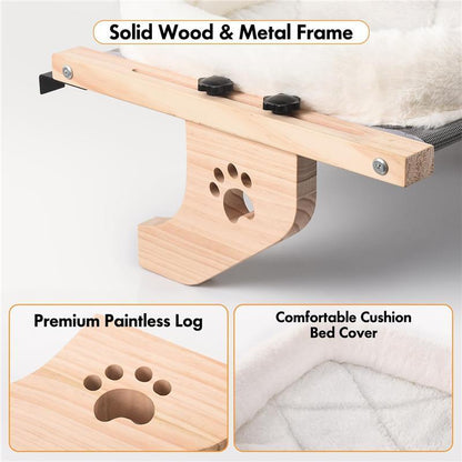 Cat Sill Window Perch Sturdy Cat Hammock Window Seat with Cushion Bed Cover, Wood & Metal Frame for Large Cats, Easy to Adjust Cat Bed for Windowsill, Bedside, Drawer and Cabinet(Cushion Bed): Size: 21.7''L X 15''W