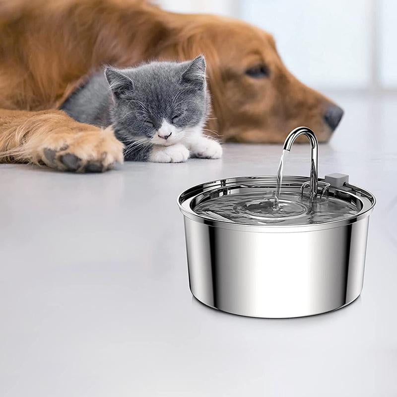 Stainless Steel Automatic Cat Water Fountain, Pets Drinking Water Dispenser, Indoor Pet Drinking Fountain