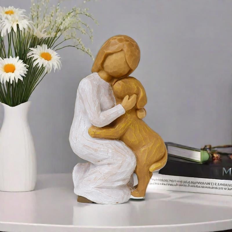 A Statue of a Girl Hugging and Kissing Her Dog, a Must-Have Souvenir Gift for Dog Owners, Dog Souvenirs, and Decorations