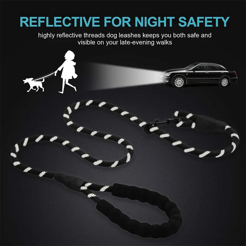 Reflective Dog Leash with Padded Handle for Comfort and Safety - Suitable for Small, Medium, and Large Dogs