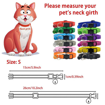 Colorful Breakaway Pet Collar Set - 12 Safety Buckle Nylon Collars for Puppies and Kittens in Mixed Colors