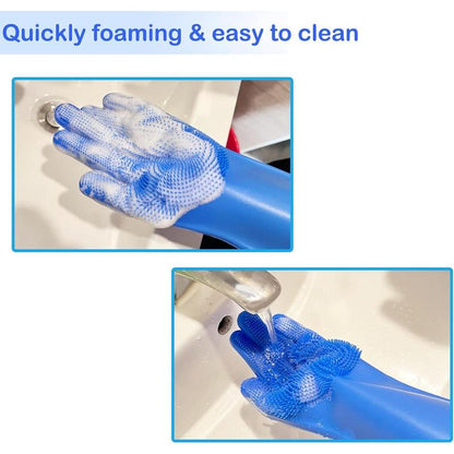 Silicone Pet Grooming Gloves for Dogs and Cats - Bathing, Finger Design for Massage Shampoo Brush