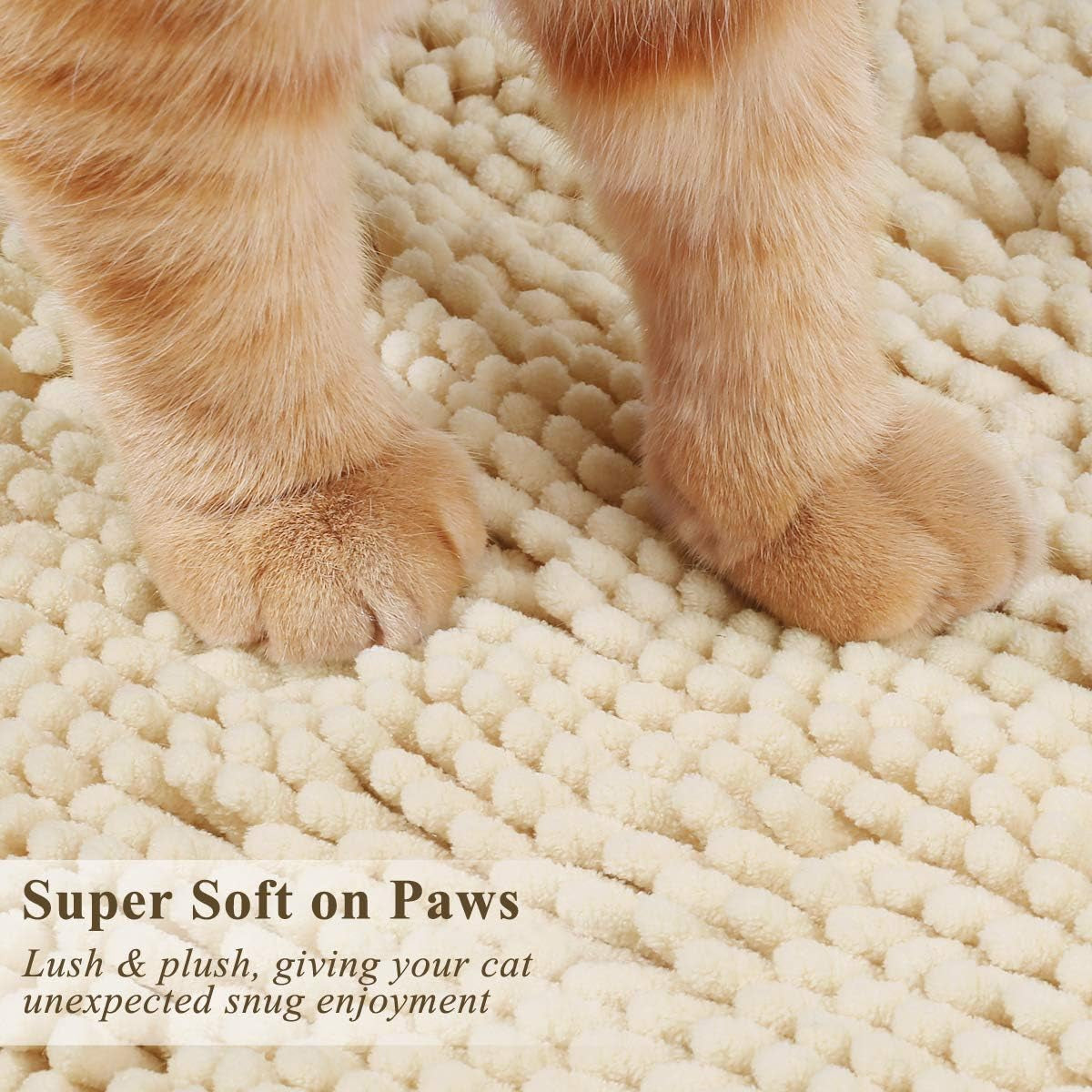 Cat Litter Mat, Litter Trapping Mat, 31"× 20" Cat Kitty Litter Rug with Waterproof Back, Super Soft for Cat'S Paws, Machine Washable, Beige