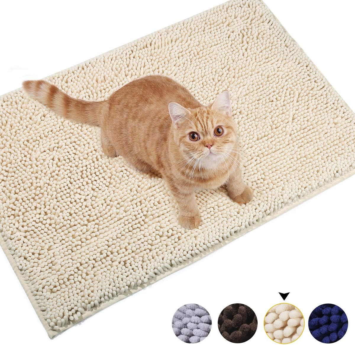 Cat Litter Mat, Litter Trapping Mat, 31"× 20" Cat Kitty Litter Rug with Waterproof Back, Super Soft for Cat'S Paws, Machine Washable, Beige