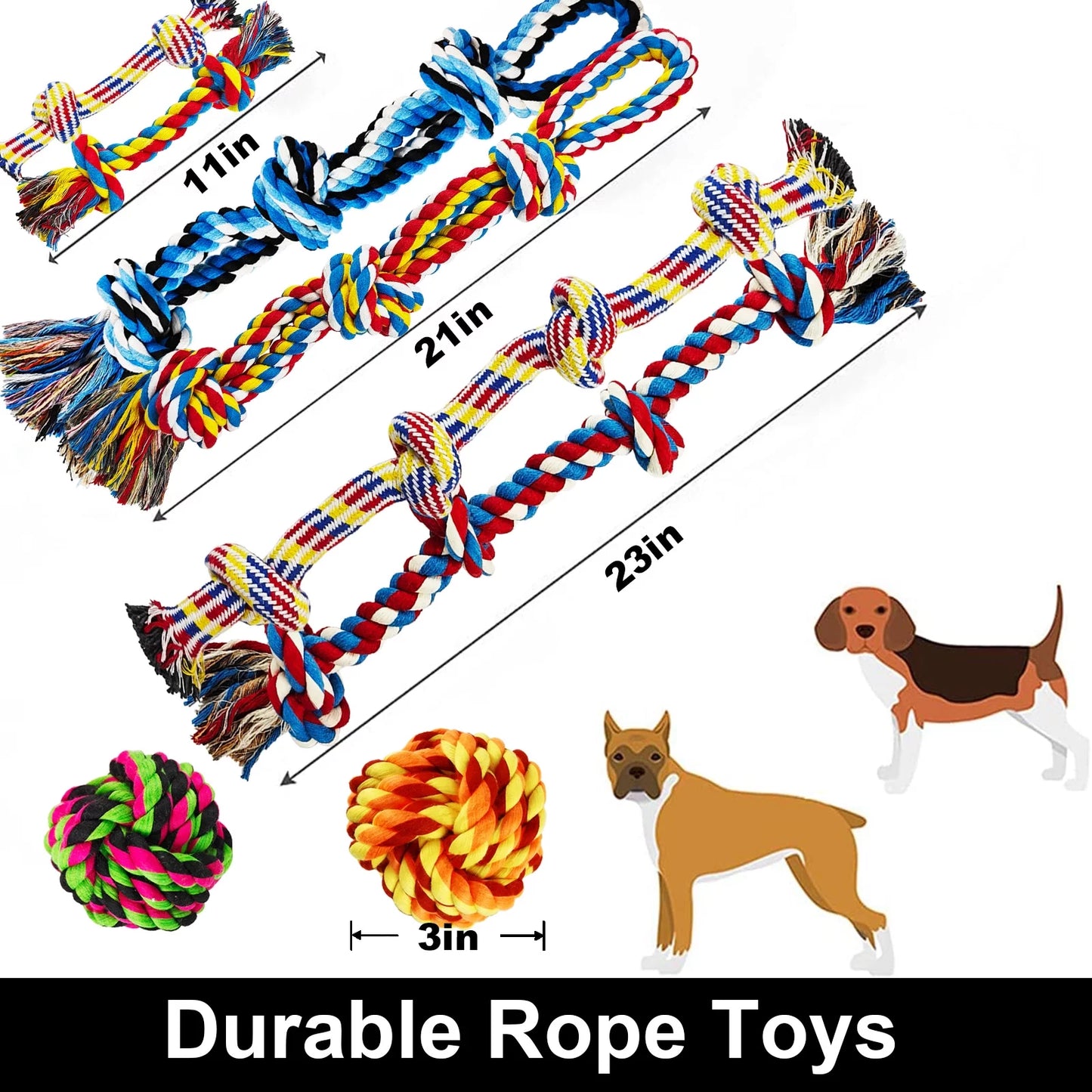 Large Dog Chew Toys for Aggressive Chewers, 12 Pack Indestructible Dog Rope Toys for Large Breeds, Heavy Duty Dental Cotton Rope Dog Toys, Puppy Teething Chew Toys, Tug of War Dog Toy