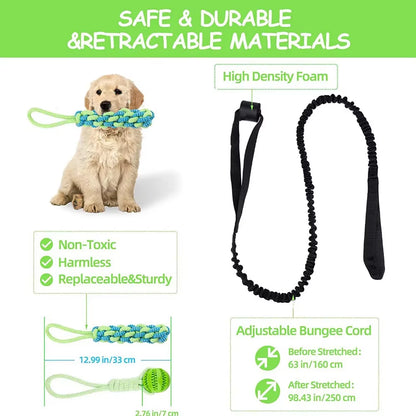 Interactive Dog Toy Tug of War Spring Rope Dogs Outdoor and Indoor Hanging Pull Rope Ball Puppy Molar Teeth Cleaning Chew Toys