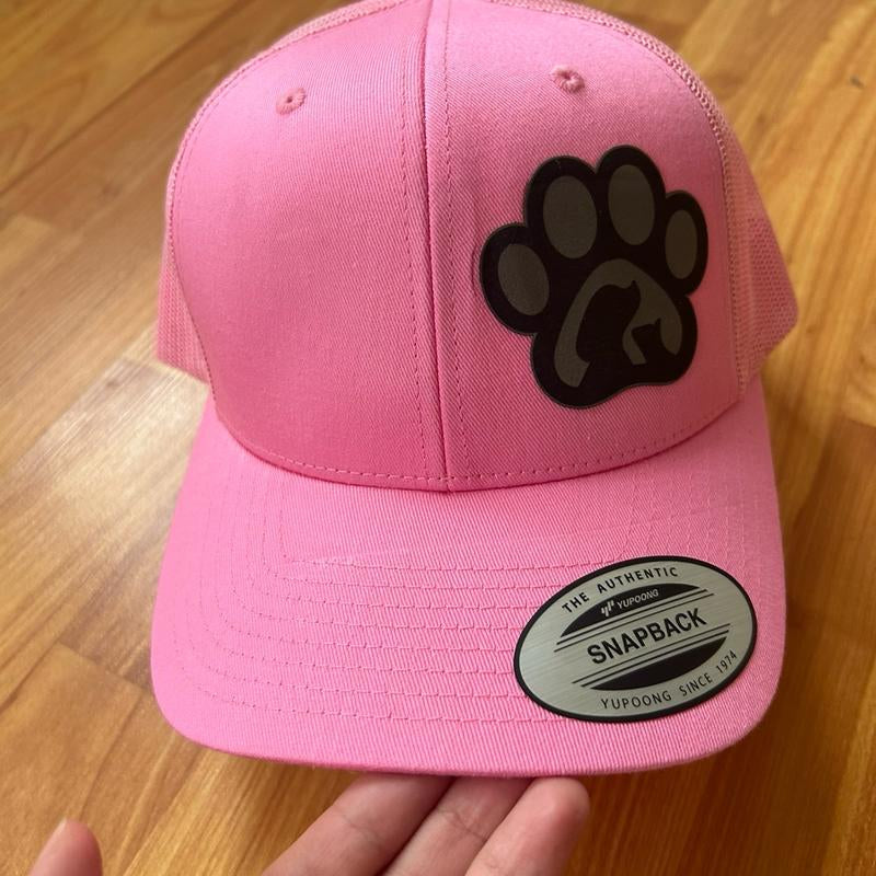 Pow Dog and Cat Hat Yupoong Cap Leather Patch Laser Engraved