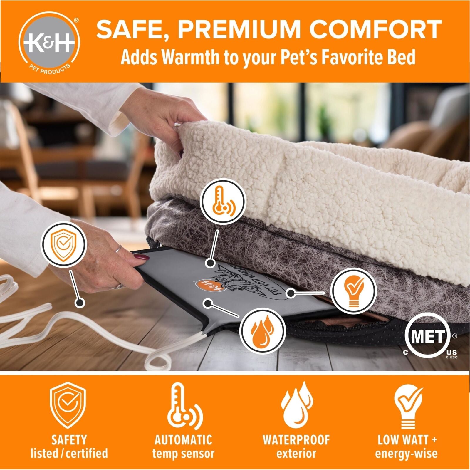 K&H Pet Products Heated Pet Bed Warmer Waterproof Pet Heating Pad