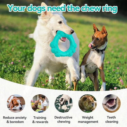 Indestructible Dog Chew Ring Toys for Aggressive Chewers, Super Chewer Dog Toys for Medium Large Dogs, Puppy Teething Rings for Relax, Interactive Dog Ring Toys, Heavy Duty Dog Teething Toys