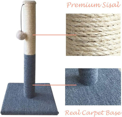 20" Cat Scratching Post, Cat Scratcher Pole Tower with Sisal Toy Board Pad for Indoor Cats