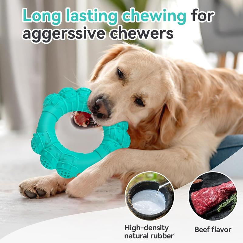 Indestructible Dog Chew Ring Toys for Aggressive Chewers, Super Chewer Dog Toys for Medium Large Dogs, Puppy Teething Rings for Relax, Interactive Dog Ring Toys, Heavy Duty Dog Teething Toys