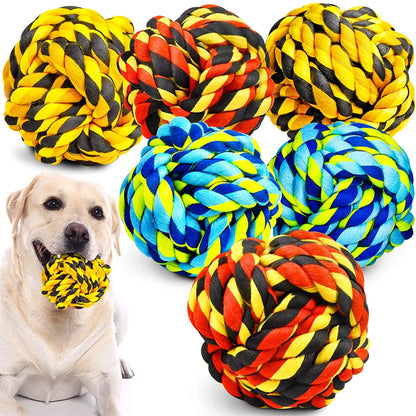 Dog Chew Toys for Aggressive Chewers, Dog Balls for Large Dogs, Heavy Duty Dog Toys with Tough Twisted, Dental Cotton Dog Rope Toy for Medium Dogs, 6 Pack Indestructible Chew Toys