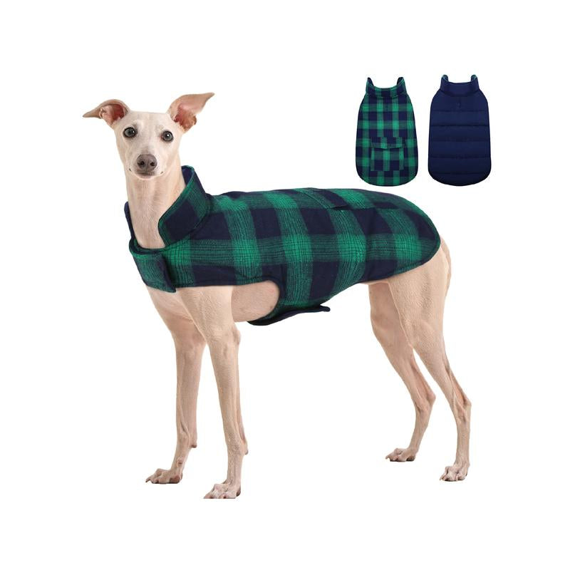 Kuoser Dog Winter Coat, Reversible Dog Jacket, Warm Dog Coat British Style Puppy Cold Weather Coat