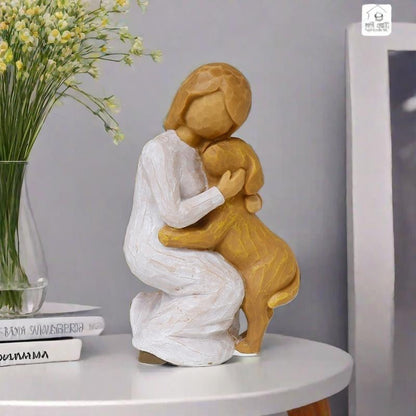 A Statue of a Girl Hugging and Kissing Her Dog, a Must-Have Souvenir Gift for Dog Owners, Dog Souvenirs, and Decorations