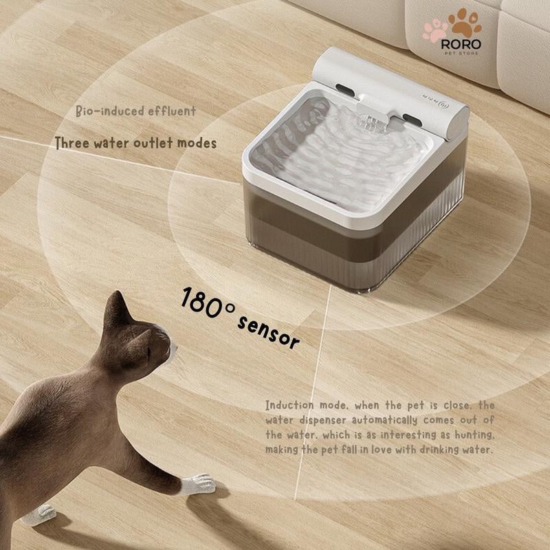 Roro Wireless Pet Water Fountain, Large Capacity Automatic Cat Water Dispenser with Smart Pump and Motion Sensor for Indoor Cats, USB Recharging