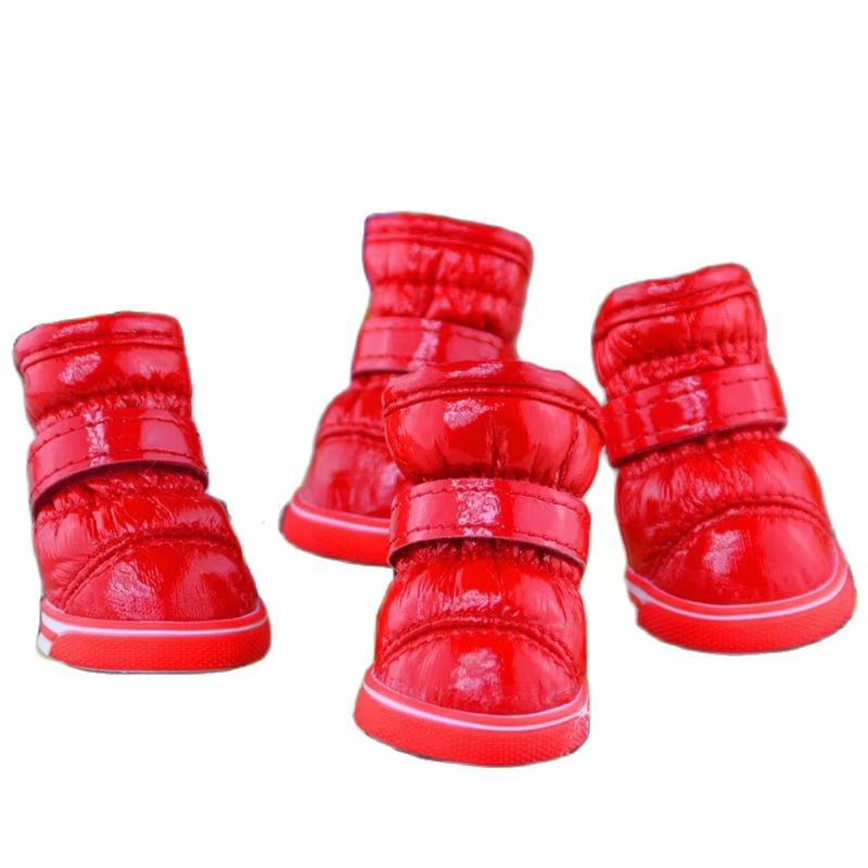 4 Pcs/Sets Winter Dog Shoes for Small Dogs Warm Fleece Puppy Pet Shoes Waterproof Dog Snow Boots Chihuahua Yorkie Teddy Shoes