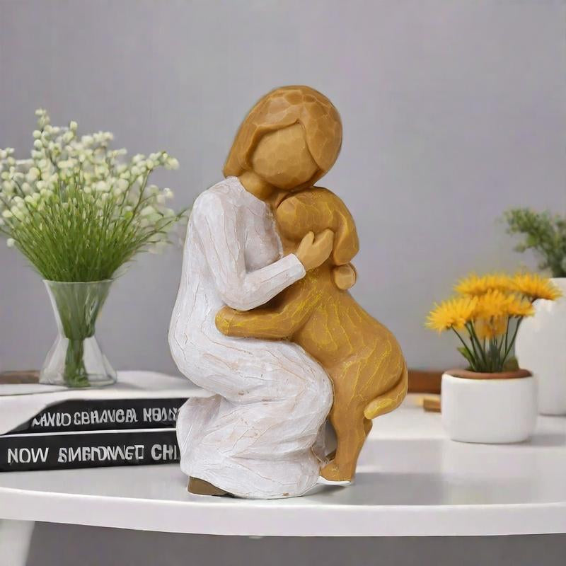 A Statue of a Girl Hugging and Kissing Her Dog, a Must-Have Souvenir Gift for Dog Owners, Dog Souvenirs, and Decorations