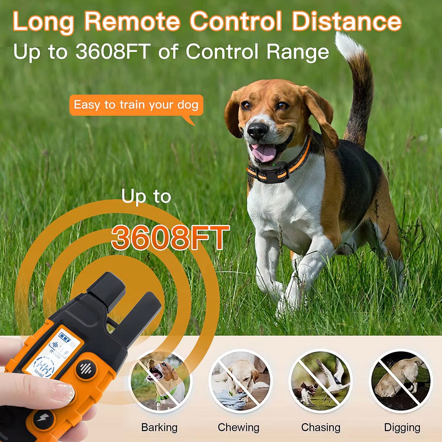 3300Ft Electric Dog Training Collar Remote Control Waterproof Pet Behaviorfor 5-120Lbs Puppy with Shock Vibration